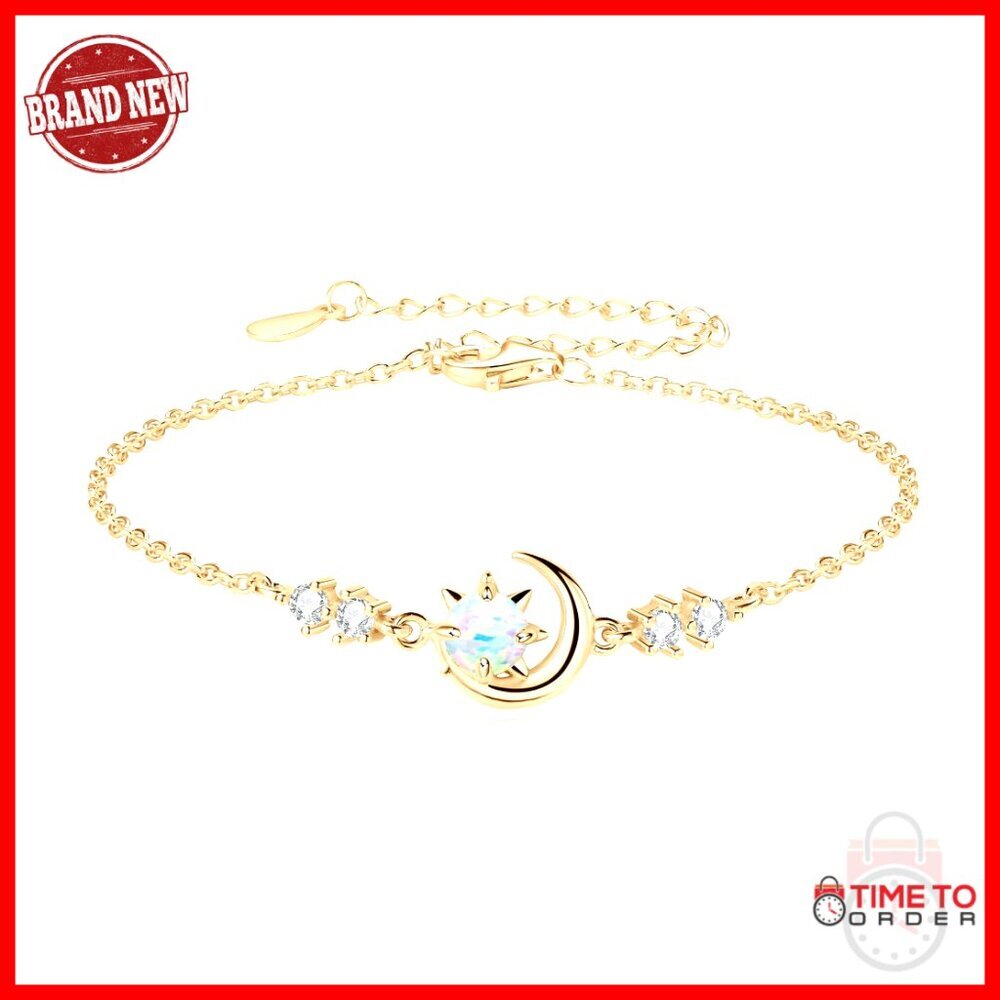 Sterling Silver Opal Link Bracelet, Adjustable 6.5"+2", Hypoallergenic